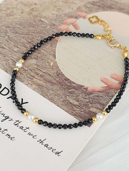 24K 순금 1.875g 스피넬 금볼진주 믹스 레이어드 팔찌(+18K붕어장식)