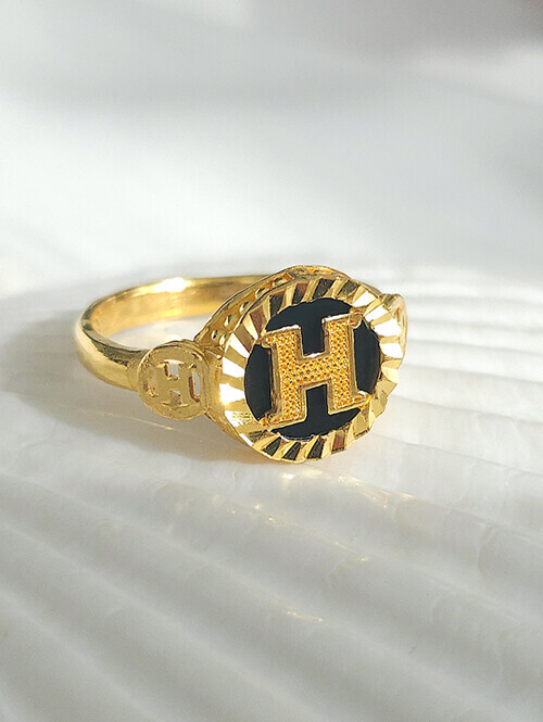 24K 순금 3.75g 오닉스 H 컷팅써클 반지