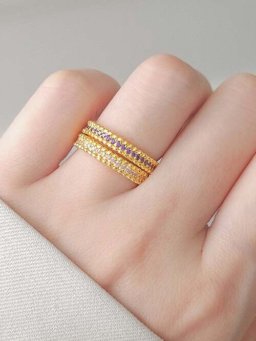 24K 순금 3.75g 퓨어리 컬러큐빅 레이어드 반지