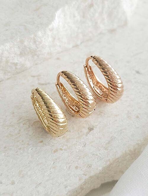 14K 18K 로프꼬임 라운드 베이지골드 링귀걸이