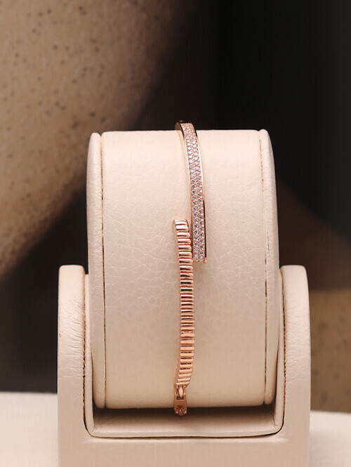 14K 18K 라이닝 엠보큐빅 언발스틱 팔찌