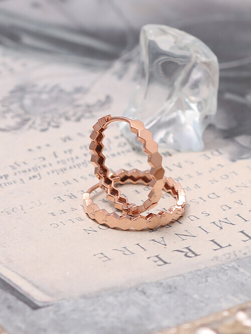 14K 18K 빅 헥사곤 슬림육각 링귀걸이