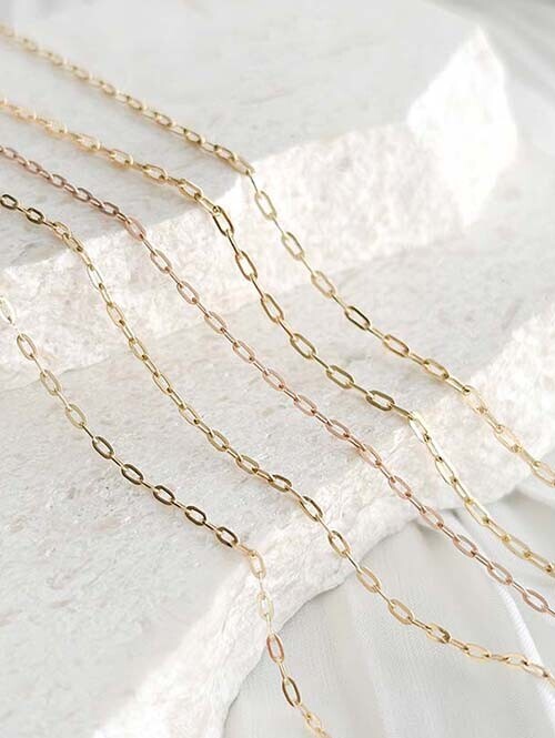 14K 18K 스텐다드 각모줄 체인 목걸이 (0.3굵기)