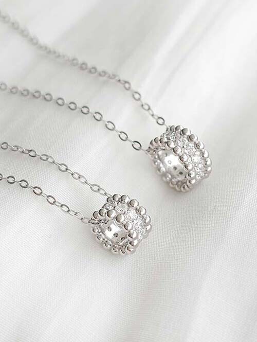 14K 18K 원라인 엠보 랩다이아몬드 원통 펜던트(소,대사이즈/체인별도상품)