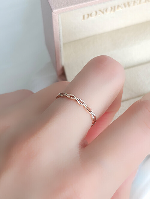 14K 18K 물결웨이브 컷팅 스키니 레이어드 반지