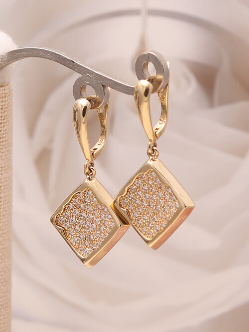 14K 18K 롬빅 스퀘어 글로시 볼드 귀걸이