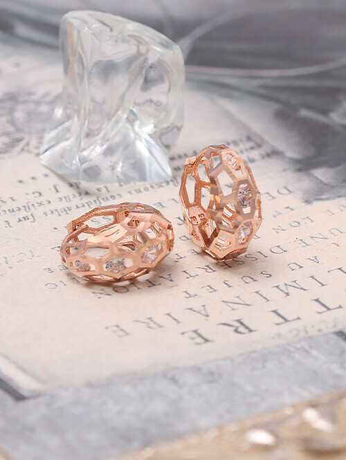 14K 18K 왈렛 메쉬 다각형 입체볼드 귀걸이