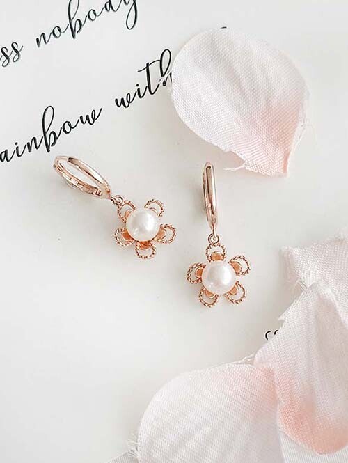 14K 18K 플라워리 담수진주 귀걸이