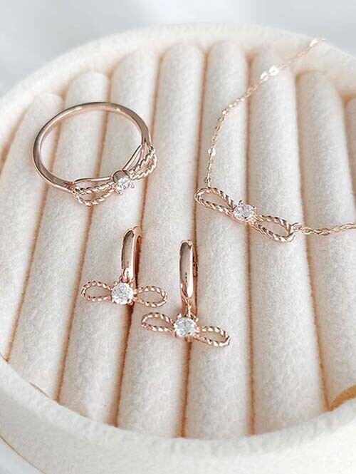 14K 18K 스티키 미니로프 리본귀걸이