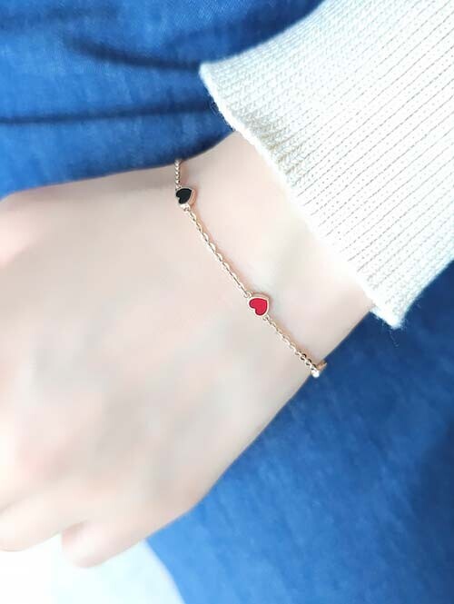 14K 18K 데이데 양면 에폭시 하트팔찌