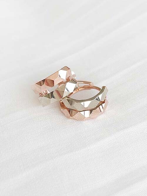 14K 18K 레덴 투톤 두줄컷팅 링귀걸이