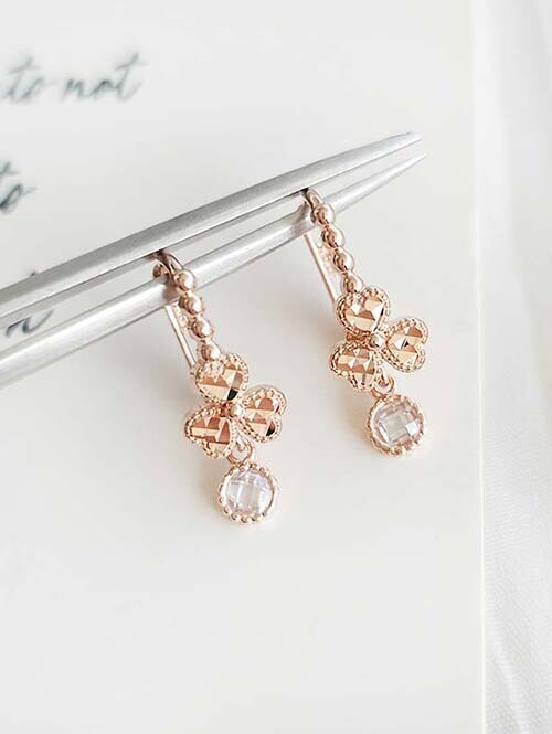 14K 18K 하트러브 클로버 볼귀걸이