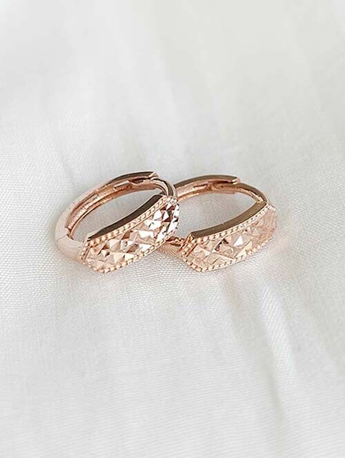 14K 18K 육각 오블롱 컷팅링 귀걸이