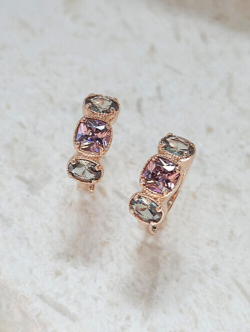 14K 18K 투어멀린 트리플큐빅 링귀걸이