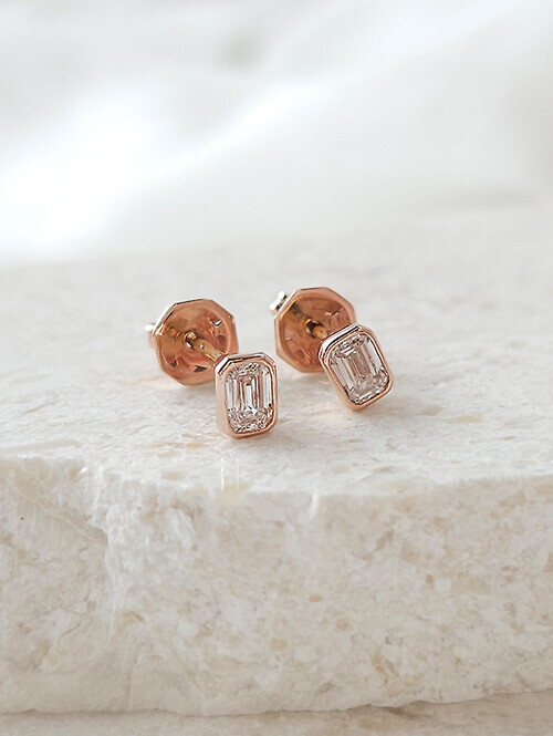 14K 18K 펜시컷 스퀘어 2부 랩다이아몬드 귀걸이(핀/침형)