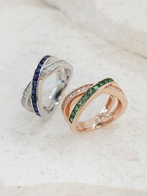 14K 18K 엑스트 볼륨 크로스 반지