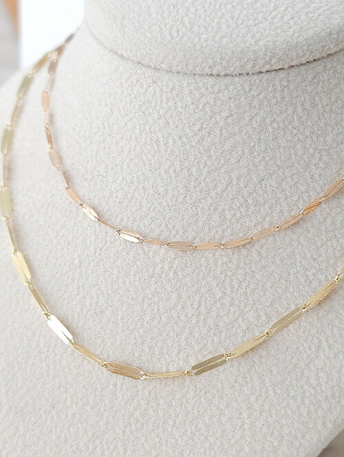 14K 18K 체드 납작 체인 목걸이  (중사이즈)