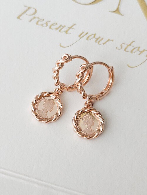 14K 18K 엘리슨 코인 귀걸이 (대 사이즈)