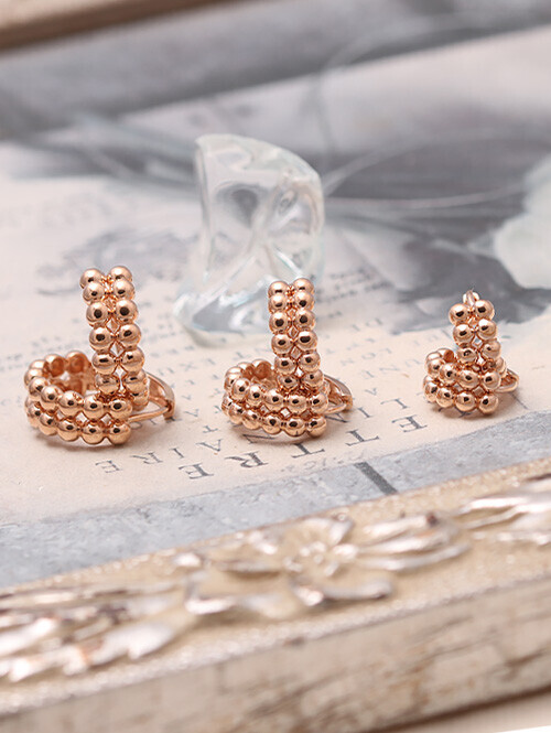 14K 18K 동글볼 두줄 링 귀걸이 (중 사이즈)