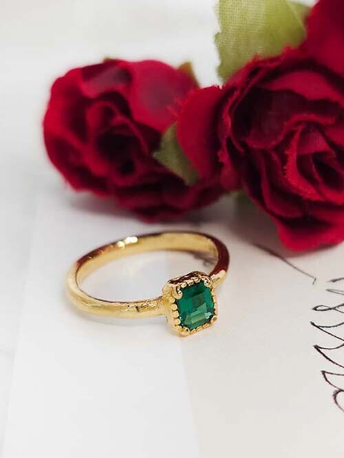 24K 순금 3.75g 엠보 바게트 에메랄드 반지