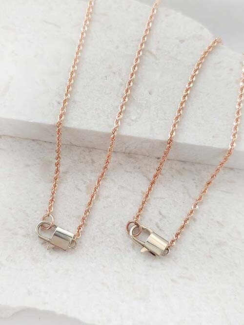 14K 18K 꽈배기체인 자물쇠 원터치 목걸이