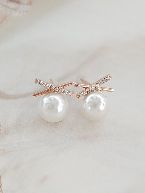 14K 18K 이벤트 크로스 진주 귀걸이